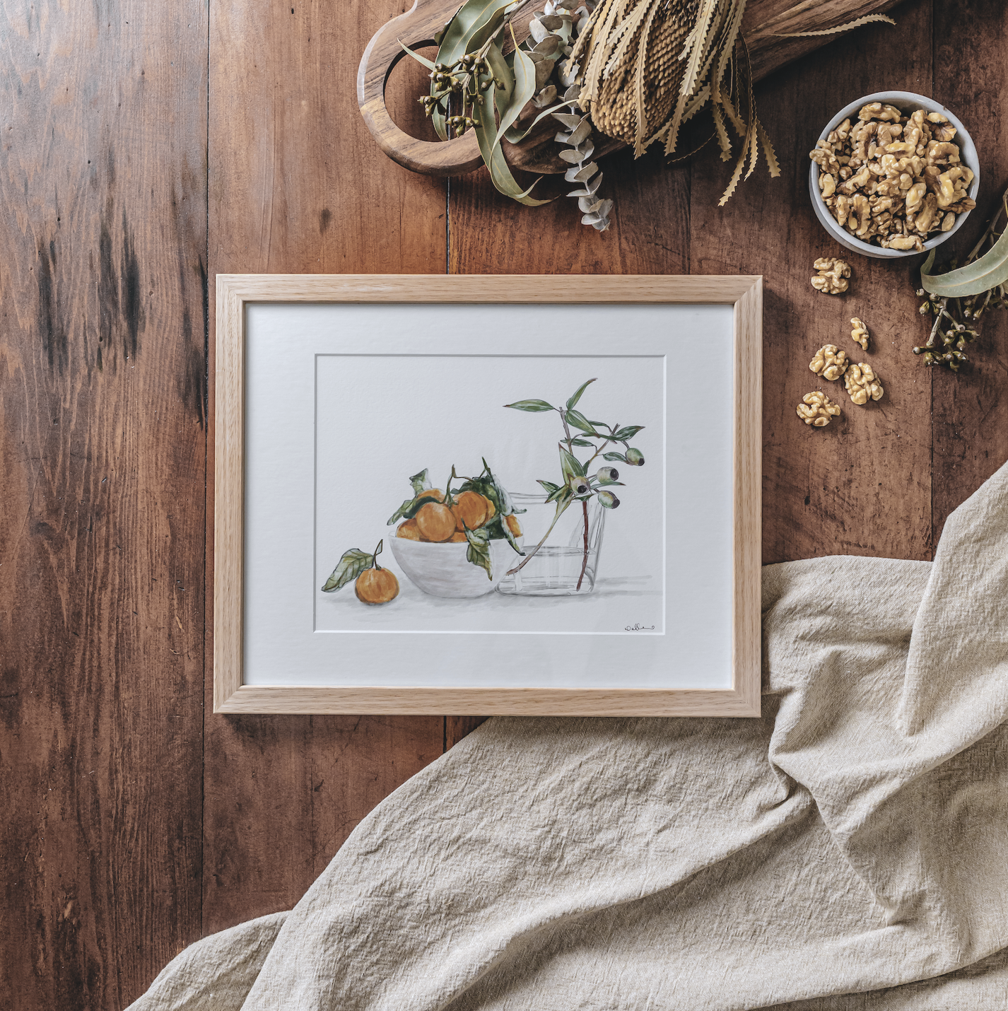 Oranges & Gumnuts - Fine Art Print