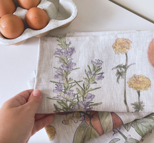 Garden Linen Tea Towel